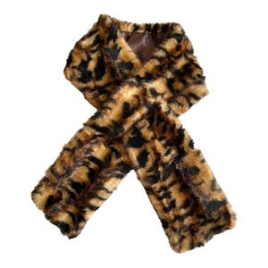 Calvin Kline Women's Winter Faux Fur Leopard Print Pull Through Collar
